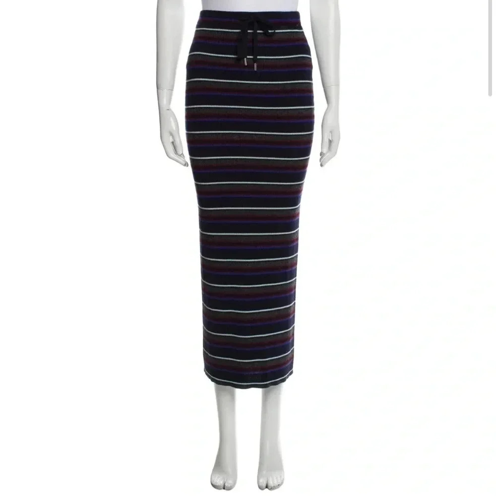 Alexander Wang Womens Maxi Midi Skirt Merino Wool Striped Petite Size Small